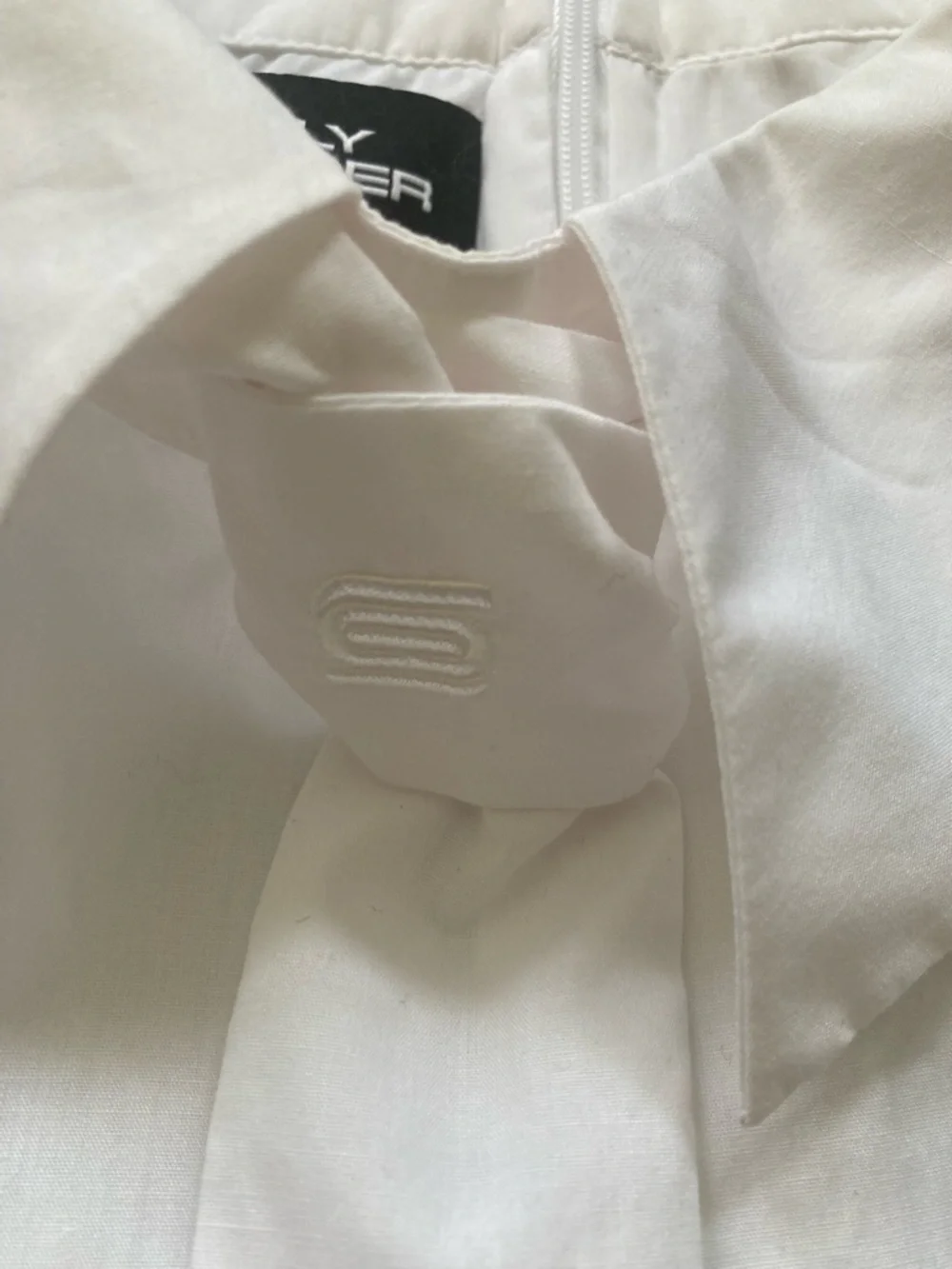 Olly Shinder White Vanishing Tie Shirt Made in England Cotton Men's Large - Picture 6 of 9